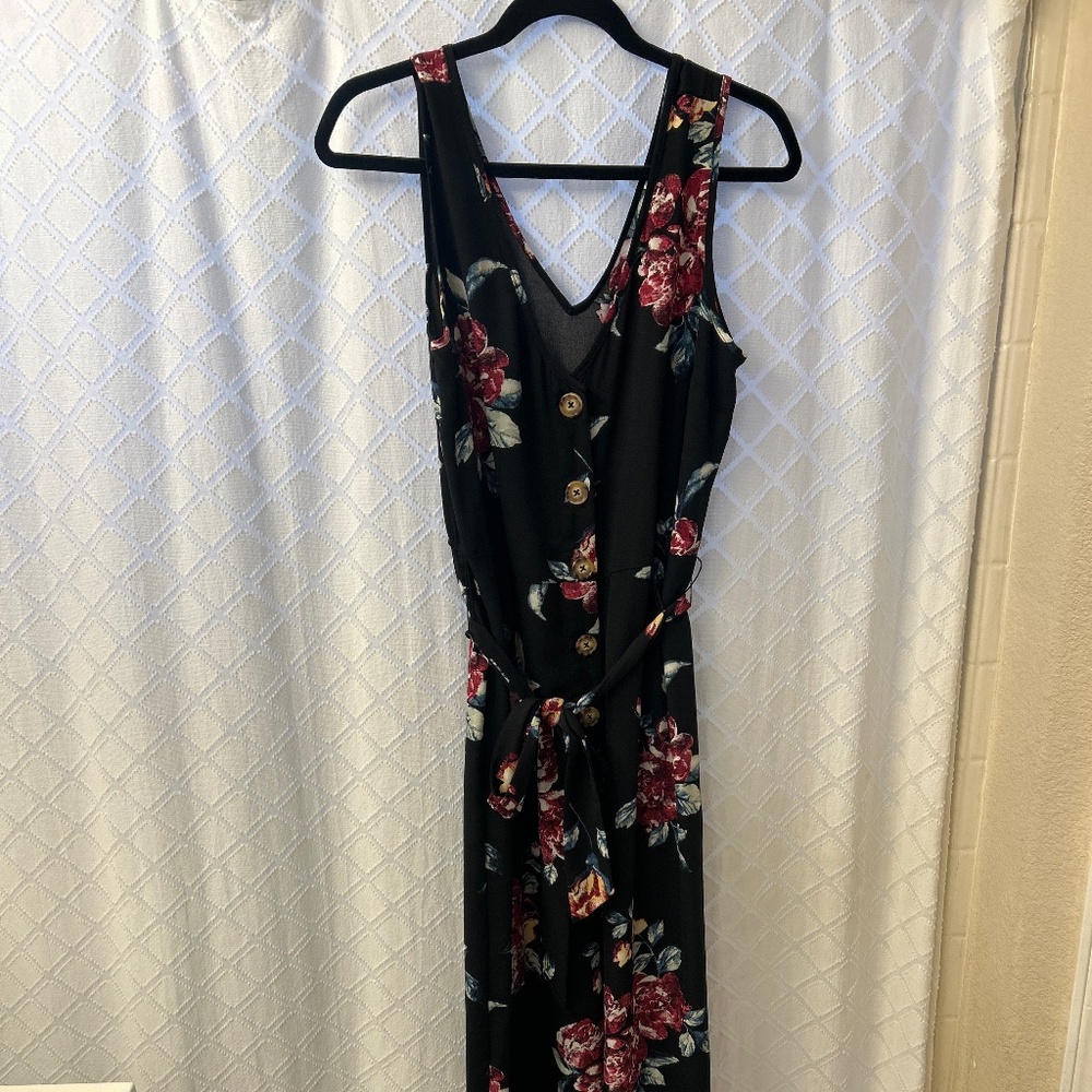 Black floral jumpsuit